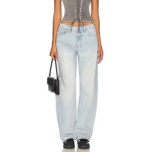 EB Denim Light Wash Wide Leg Jeans - Alida Loose Bowed Jeans in Sanctuary